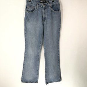 Express Womens Casual Regular Flat Front Blue Denim Flare Jeans Size 3/4